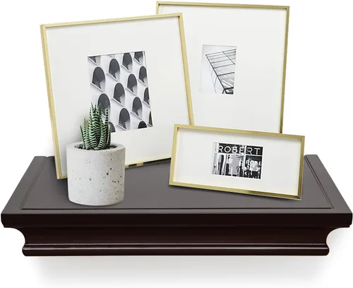 Vista 6 de AHDECOR - Estantes de pared flotantes tradicional de longitud múltiple., Marrón espresso, 12 pulgadas