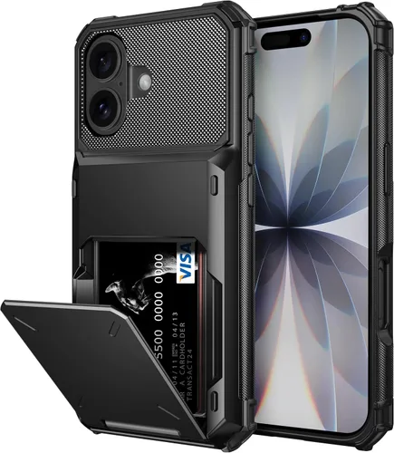 Vista 24 de Vofolen Funda compatible con iPhone 12, cartera 5G, 4 ranuras para tarjetas, tarjetero con bolsillo oculto, doble capa, cubierta trasera protectora