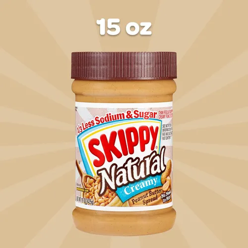 Vista 8 de Skippy Mantequilla de maní natural, 1/3 menos sodio y azúcar, 15 oz