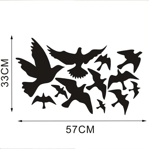 Vista 4 de Calcomanía mural de vinilo extraíble 3D con pájaro negro volador alto al cielo
