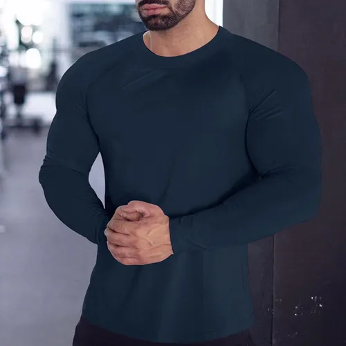 Vista 6 de Camisas de compresión atléticas de manga larga para hombre, capa base, camisa de entrenamiento atlético, camisas de compresión, camisetas deportivas