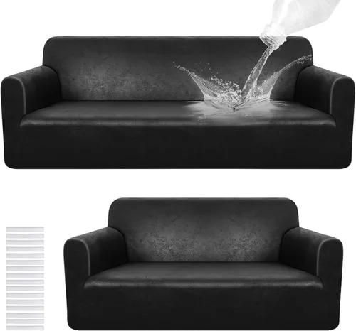 Vista 13 de Peryiter Juego de 2 fundas para sofá de dos plazas Fundas para muebles para sala de estar para sofá, sillón, ajuste elástico, a prueba de arrugas