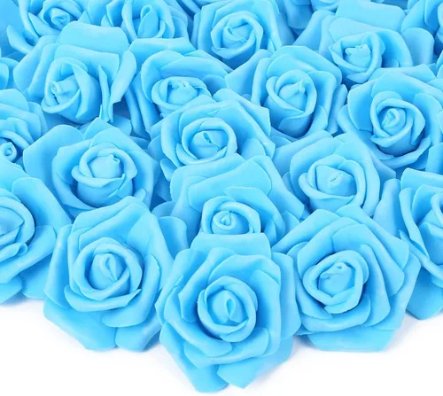 Vista 22 de Cabezas de rosas artificiales, 100 rosas falsas negras, cabezas de rosas artificiales de espuma para ramos de boda, centros de mesa, arreglos