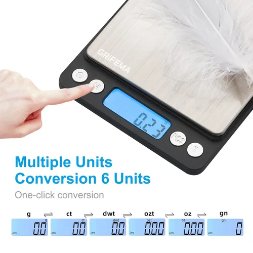 Vista 3 de GRIFEMA GA2003 - Báscula digital de bolsillo (17.64 oz/0.00 oz), báscula digital de cocina, básculas de joyería de alta precisión con pantalla LCD