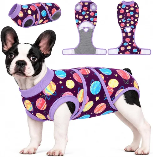 Vista 26 de Kuoser Traje de cirugía para perro, cómodo traje de recuperación para perras, mameluco protector posoperatorio, alternativa suave al cuello E