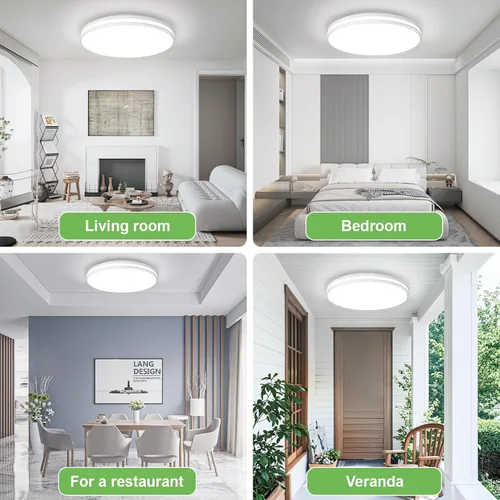 Vista 7 de Airand - Lámpara de techo de 10.2 pulgadas, montaje empotrado, luz de techo LED de 20 W, luz blanca diurna, 5000 K, redonda, impermeable