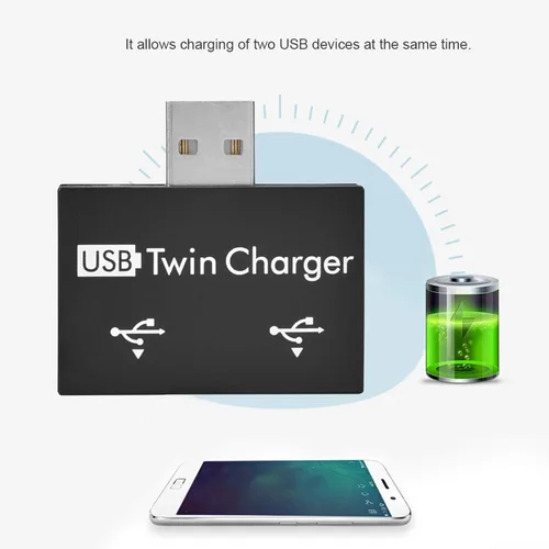 Vista 7 de Adaptador divisor USB macho a 2 hembras, convertidor de extensión USB 2.0, 1 macho a 2 hembras, concentrador USB 2.0 de 2 puertos para Negro