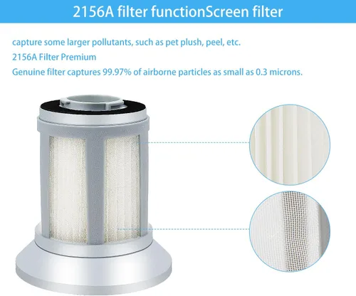 Vista 4 de Katerelis Paquete de 2 filtros de repuesto 2156A compatibles con BISSELL Zing ligero, 2156, 2156A, 2156E, 1665, 16652, 1665W sin bolsa, para filtro
