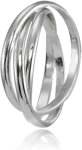 Vista 3 de Hoops & Loops Anillo triple entrelazado de plata esterlina pulido, Metal