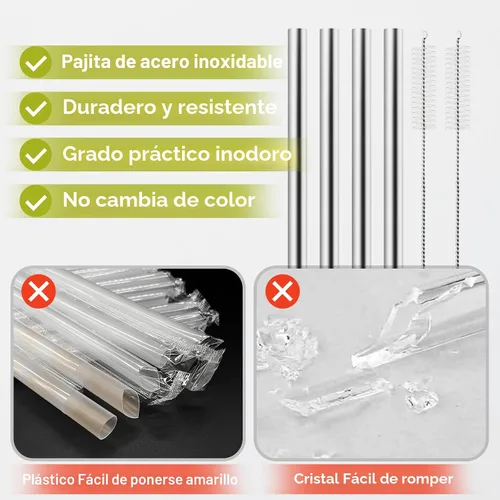 Vista 4 de 6 popotes de metal de repuesto compatibles con Owala FreeSip de 24 onzas, 32 onzas y 40 onzas, popotes de acero inoxidable para accesorios Owala