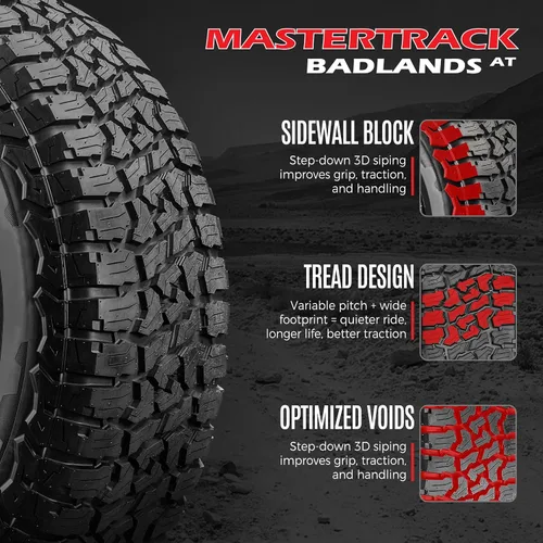 Vista 7 de Juego de 2 (DOS) Mastertrack BADLANDS AT Neumáticos todoterreno 31X10.50R15 LT 109S 6 capas C para SUV y camión ligero + Garantía de 3 años incluida