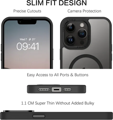 Vista 8 de BENTOBEN Funda magnética para iPhone 13 Pro Max, [Compatible con MagSafe] translúcida mate esmerilada, antihuellas, delgada, a prueba de golpes