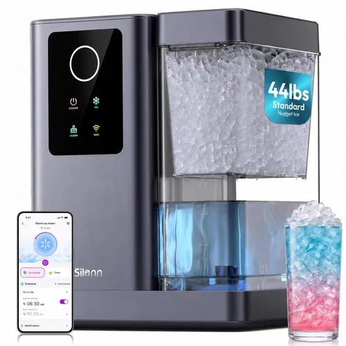 Vista 16 de Silonn Nugget - Máquina de hielo para encimera, hielo de caída automática Acero inoxidable