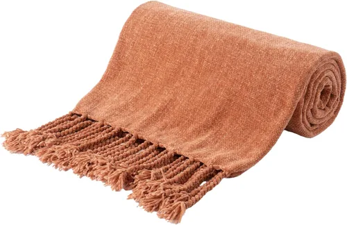 Vista 21 de BATTILO HOME Manta de Chenille Beige para Sofá, Manta Decorativa con Flecos Aterciopelados Color Caqui Tostado para Sofá Decoración del Hogar