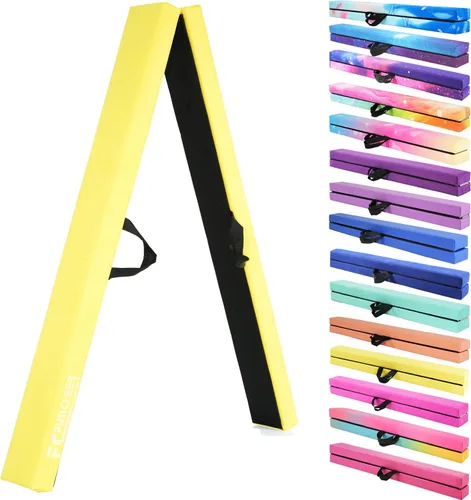 Vista 11 de FC FUNCHEER - Viga de equilibrio plegable, viga de suelo para gimnasia, equipo de gimnasia para niños, base de madera, fondo antideslizante y bolsa