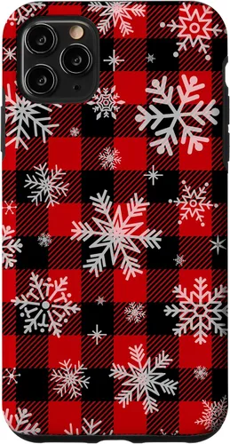 Vista 13 de Snowflakes Snow Snowing Christmas Winter Red Black Plaid Case for iPhone 17