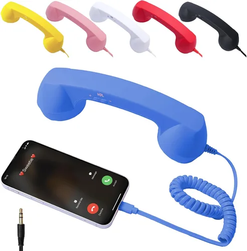 Vista 9 de Teléfono retro 2026, nuevo receptor de teléfono celular con micrófono y altavoz, teléfono retro vintage con cable, estilo teléfono fijo receptor