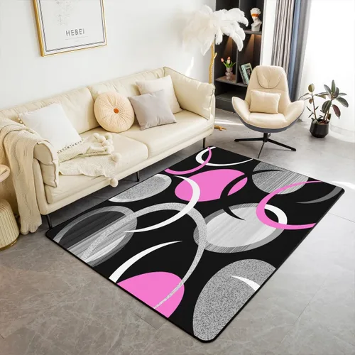 Vista 9 de Feelyou Tapete de interior de arte abstracto para niños y niñas, alfombra geométrica de 3 x 5 pulgadas, ultra suave, retro, circular, geométrica