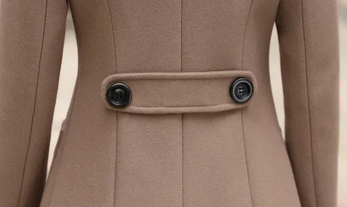 Vista 6 de chouyatou - Elegante abrigo con cuello de solapa y abotonadura doble para mujer, de mezcla de lana