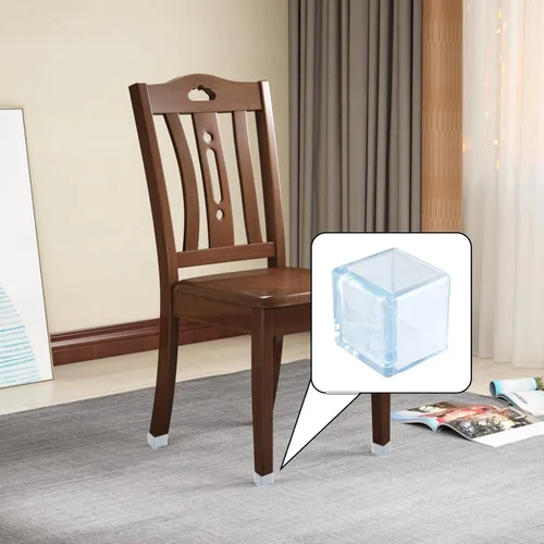 Vista 5 de Geesatis Paquete de 20 protectores de patas de silla para suelos de madera dura, protectores cuadrados de silicona transparente para patas de silla