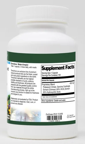 Vista 2 de Extracto de Garcinia Cambogia (GCE) (50% ácido hidroxicítrico HCA) más potasio - 450 mg (100 cápsulas, ZIN: 512456)
