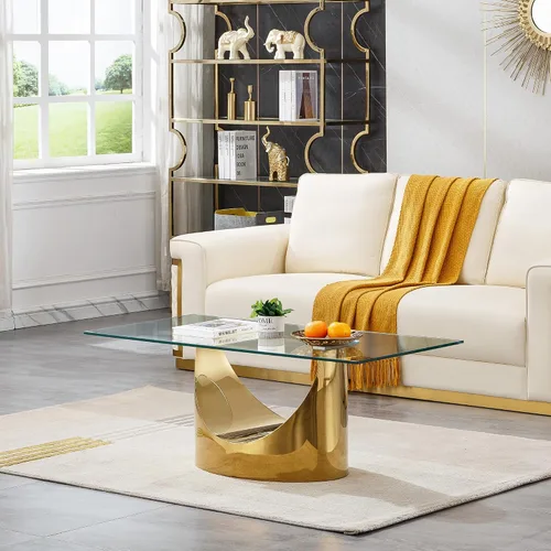 Vista 41 de Mesa auxiliar de cristal dorado de lujo, moderna mesa de centro cuadrada para sofá con base de acero inoxidable con espejo brillante, mesa de noche