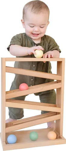 Vista 8 de Pista de bolas Montessori pequeña de madera - Juguetes de madera para niños de 3 años - Juguete educativo para bebés y niños pequeños - Pista