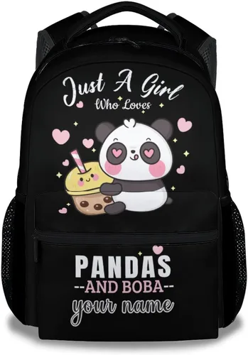 Vista 9 de Mochila Panda para niñas y niños, mochilas negras de 16 pulgadas para la escuela, bonita bolsa ligera y duradera para niños