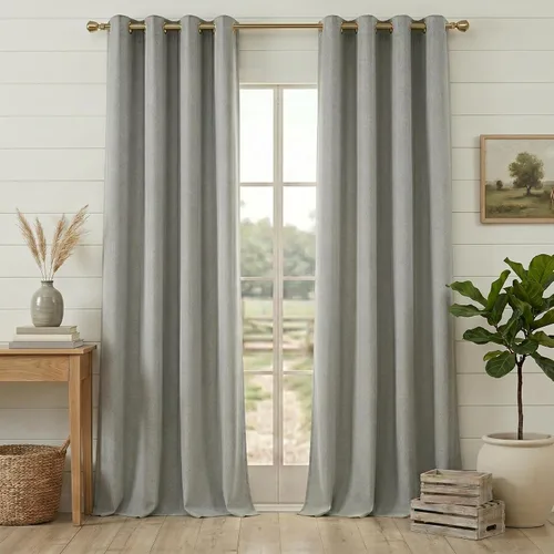 Vista 15 de Anpark Cortinas 100% opacas para dormitorio, cortina opaca de lino estilo granja de 84 pulgadas de largo, juego de 2 paneles, cortinas de ventana