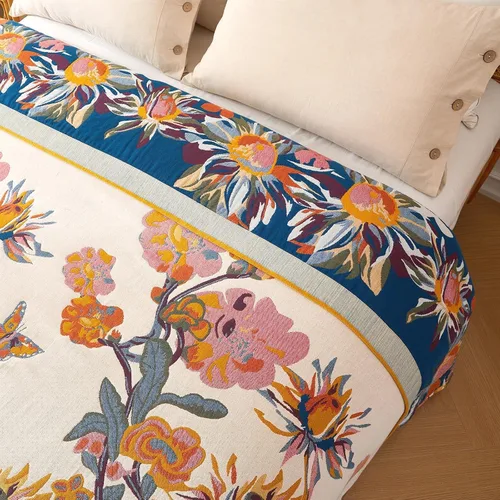 Vista 8 de Manta Bohemia – Manta suave 100% algodón para cama, 60"x80", reversible, transpirable, ligera, para otoño, todas las estaciones, decoración de casa
