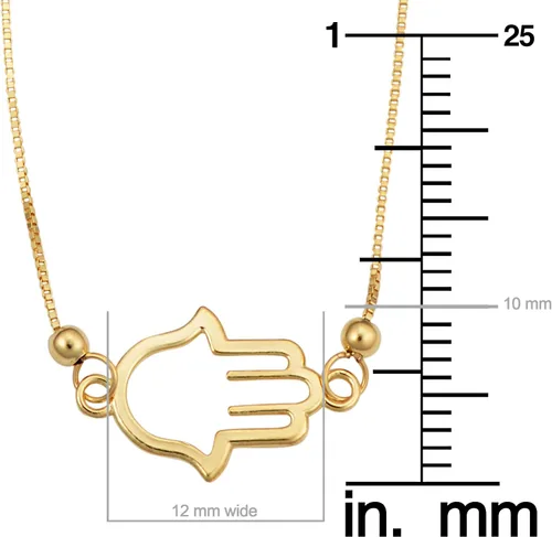 Vista 4 de KoolJewelry Pulsera Hamsa Bolo de oro amarillo de 14 quilates, joyería italiana minimalista (se adapta hasta 9 pulgadas), Metal