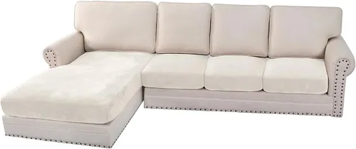 Vista 95 de H.VERSAILTEX Funda de cojín elástica de terciopelo para sofá, funda de cojín de felpa para cojines de silla, protector de muebles, cojín de asiento