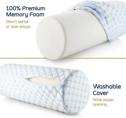 Vista 3 de Nestl Almohada Enrollable para el Cuello para Alivio del Dolor - Espuma Viscoelástica Premium – Almohada de Apoyo para Dormir con una Funda