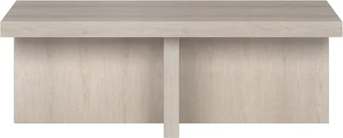 Vista 4 de Henn&Hart - Mesa de centro escandinava de 44 pulgadas, color blanco haya El estilo de pedestal atemporal se combina con una superficie generosa