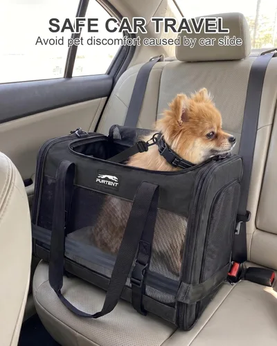 Vista 8 de Transportador de gatos para perros pequeños, medianos y grandes, transportador de gatos de lados suaves, transportador de viaje para mascotas, bolsa