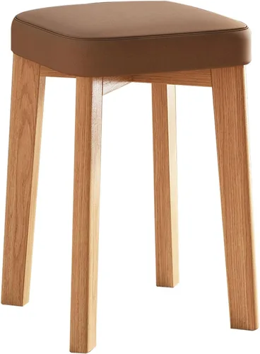 Vista 17 de JKGHK Dining Chairs, Cushioned Backless Bar Kitchen Chairs, Stackable Wooden Nesting Stool, Leather Room Stool, for Home, Office, Dining Room Gris