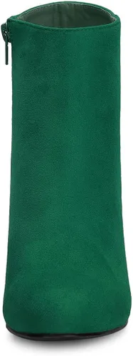 Vista 2 de Allegra K Botines de tacón grueso con cremallera lateral y punta redonda para mujer