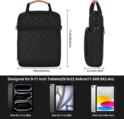 Vista 3 de Funda acolchada para tablet de 9 a 11 pulgadas, funda de viaje acolchada para iPad Pro de 11 pulgadas (M4), iPad 10.9 (10.9 generación), iPad Air
