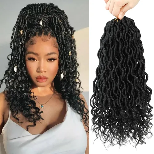 Vista 21 de Cabello Corto de Locs Falsos para Crochet Pre-Enrollado 12 Pulgadas 6 Paquetes Cabello de Locs de Diosa para Crochet Locs Falsos Suaves con Puntas