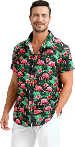 Vista 3 de LINOCOUTON Camisas hawaianas casuales de manga corta con botones para hombre