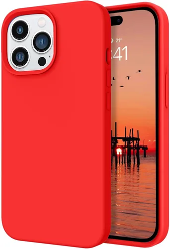 Vista 13 de DOMAVER Funda de silicona líquida para iPhone 14 para mujeres y hombres, cojín de forro de microfibra de goma, funda suave a prueba de golpes