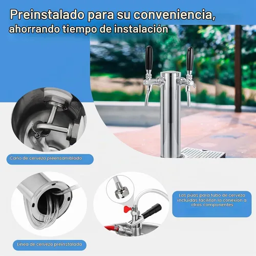 Vista 4 de Torre de cerveza ajustable de doble grifo - Dispensador de tiro premontado