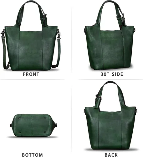 Vista 4 de Bolso de cuero genuino para mujer, bolso de hombro hecho a mano, bolso de mano de piel de vaca, bolso cruzado con asa superior