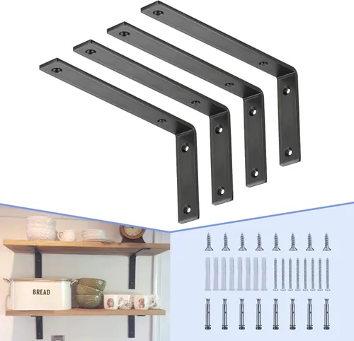 Vista 18 de CLT Soporte de Estante (Negro), 6 Pulgadas y Cuarto de Pulgada (1/5") de Grosor - Carga Máxima: 220 lb Rústico Industrial Moderno Granja Resistente