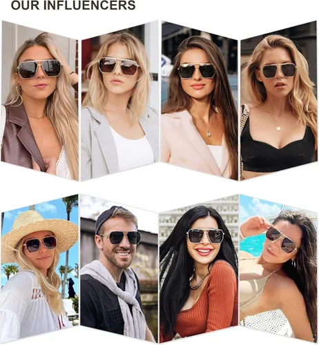 Vista 2 de SOJOS Gafas de sol polarizadas cuadradas de gran tamaño retro para mujeres y hombres, tonos vintage, UV400, lentes de sol clásicos grandes de metal