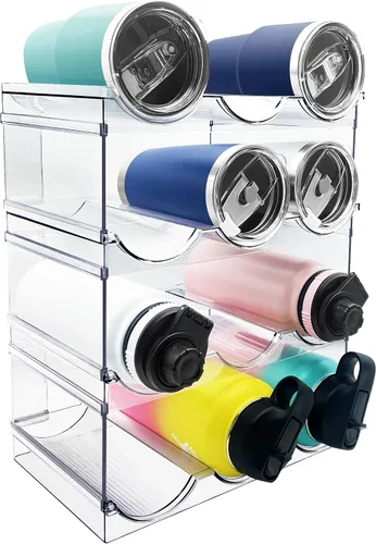 Vista 10 de Spaclear Paquete de 2 organizadores de botellas de agua, estante apilable de almacenamiento de despensa de cocina, soporte de botella de agua