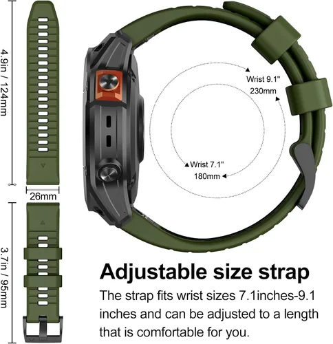Vista 5 de Compatible con Fenix 7X Band, correa de reloj de silicona de fácil ajuste de 1.024 in para Garmin Fenix 5X/5X Plus/6X/6X Pro/7X Pro/3/3 HR