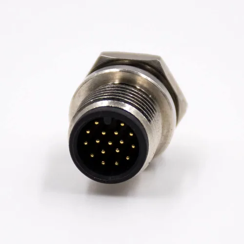 Vista 3 de Elecbee 17 Pin M12 Cable A Code Male Straight Rear Bulkhead Waterproof Panel Receptacles Solder Type