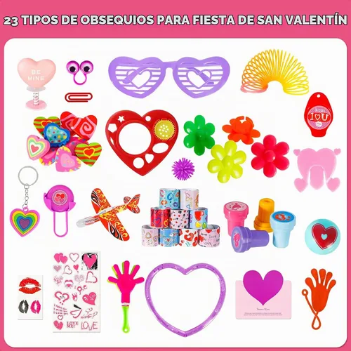 Vista 3 de Thuodo 156 piezas de juguetes surtidos para el día de San Valentín, regalos de intercambio de aula, mini calcomanías, sellos, premios de fiesta