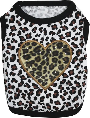 Vista 5 de Petitebella Camisa para perro cachorro con corazón de leopardo (negro, XS)